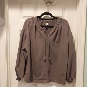 Aerie Gray Sweatshirt with Tie Strings